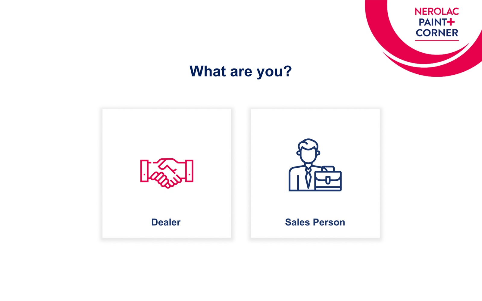 Nerolac role selection for Dealer or Sales Person